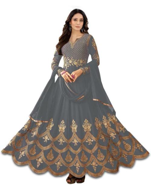 Kedar Fab Women Embroidery Silk Blend Anarkali Gown With Dupatta