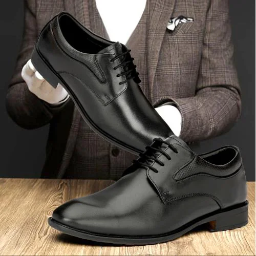 Varito Men's 100% Genuine Leather Derby Formal Shoe (Black)