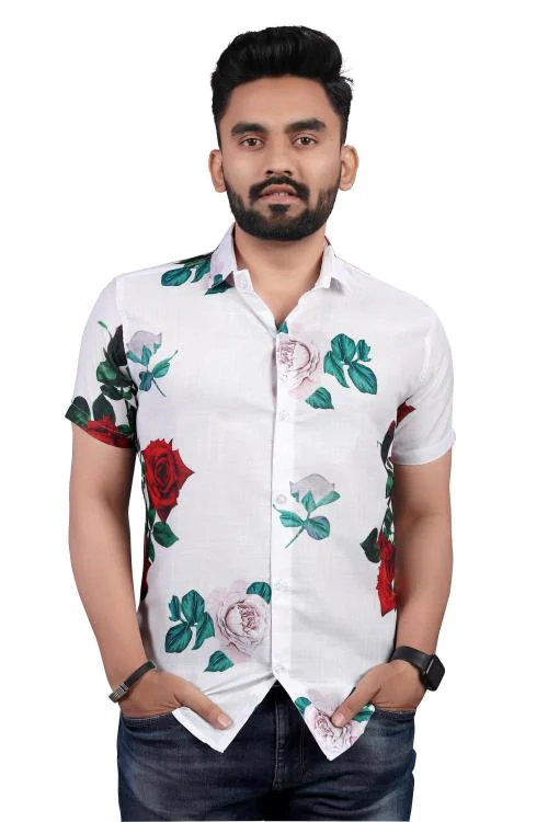 Buy UPPERS Men White Printed Cotton Blend Casual Shirt (Xl) Online at