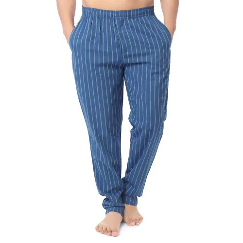 The Cotton Company Men's Blue Striped 100% Cotton Pajama Lounge Pants (XX-Large)