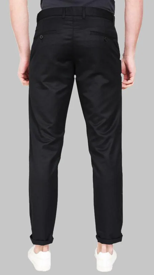 AD & AV Men Black Solid Synthetic Single Casual Trousers