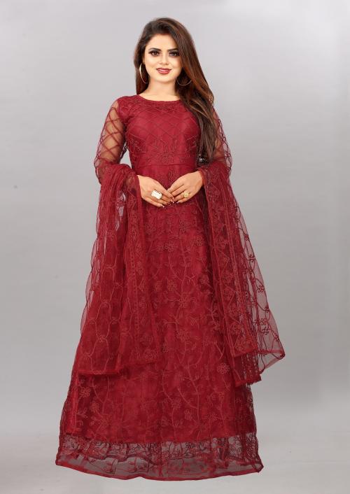 Active Feel Free Life Women's Net Embroidered Semi-Stitched Gown