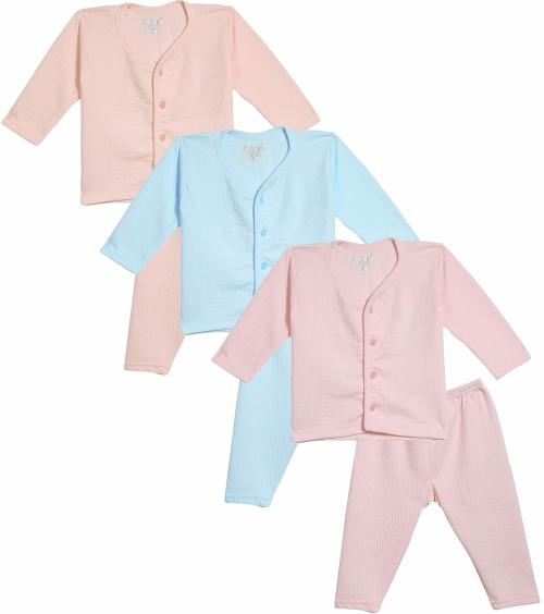 Dowin Front Open Thermal Baby Suit for Winters (Peach+Pink+Blue, 3-6 Months)