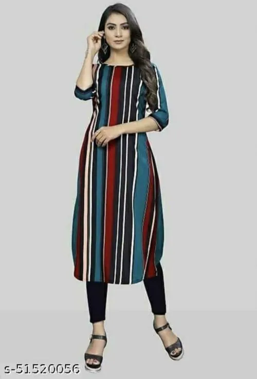 SHREE INFINITY EXPORT Women Multicolor Solid Crepe A-Line Kurta