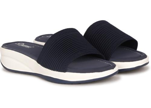 DYMO's Trendy & Comfortable Navy Blue Flat Sandals For Women