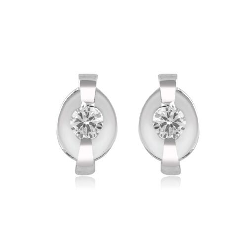 Tia Silver Soul 925 Sterling Silver | A Fancy Solitaire Earrings with Cubic Zirconia Set in Sterling Silver For Womens And Girls (Pack Of 1, Silver, Earring ER053)