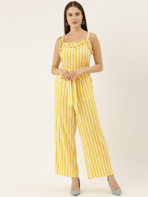 The Dry State Women Striped Yellow Jumpsuit