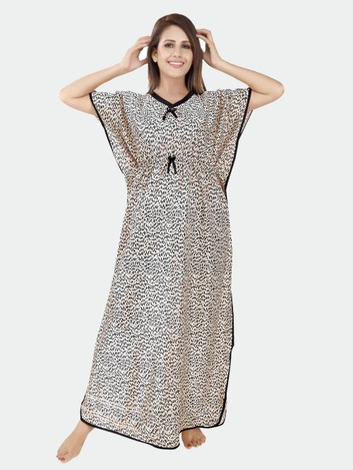 COLOR MAGIC Womens Satin Balls Print Kaftan - Peach