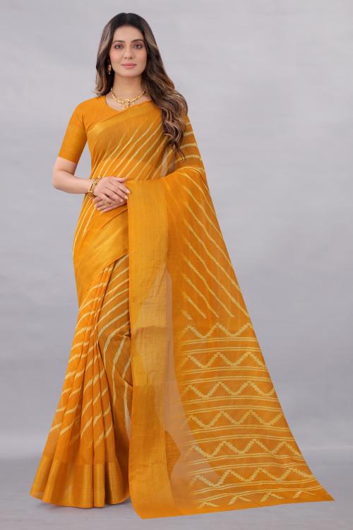 Active Women's Cotton Strip Printed Saree