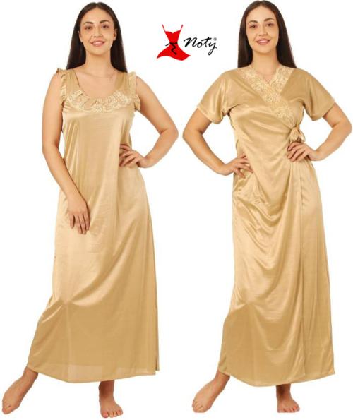 Buy Noty Women's- Nightwear Set- Nighty with Robe- Satin Fabric- 2 Pc ...