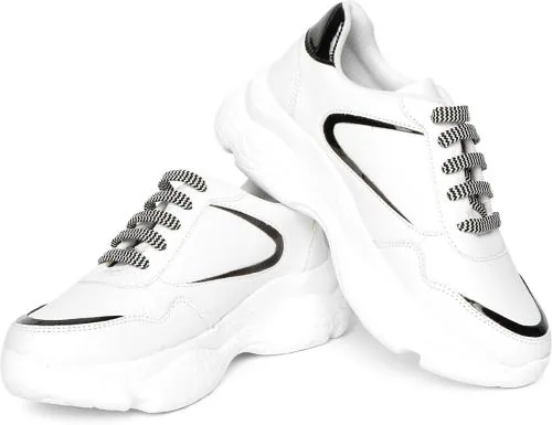 Flynce Comfortable Sneakers for Women and Girls | Fashion Sneakers for Girls | Womens Shoe | Girls Shoe| Casual Snekaers for Women and Girls | Lightweight Sneakers for Women and Girls | Women's Sneakers | Girls Sneakers - 6011-White,Blak-37