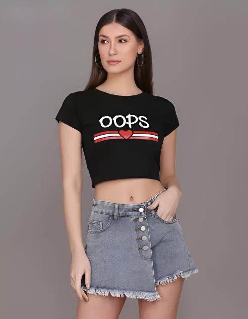 Printed Women Tshirt Black