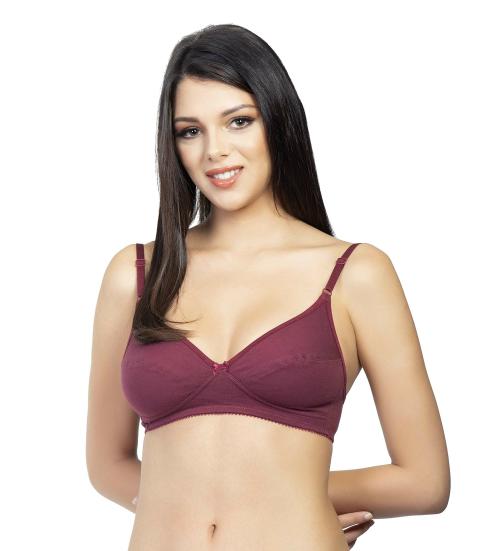 ENVIE Women's Cotton Bra_Ladies Non-Padded, Non-Wired Minimizer Bra|Everyday Girls Inner Wear Casual Bra - (Wine/34D)
