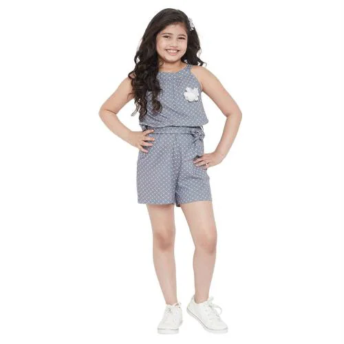 Stylobug Girls Grey Printed Jumpsuit (11 Years-12 Years)
