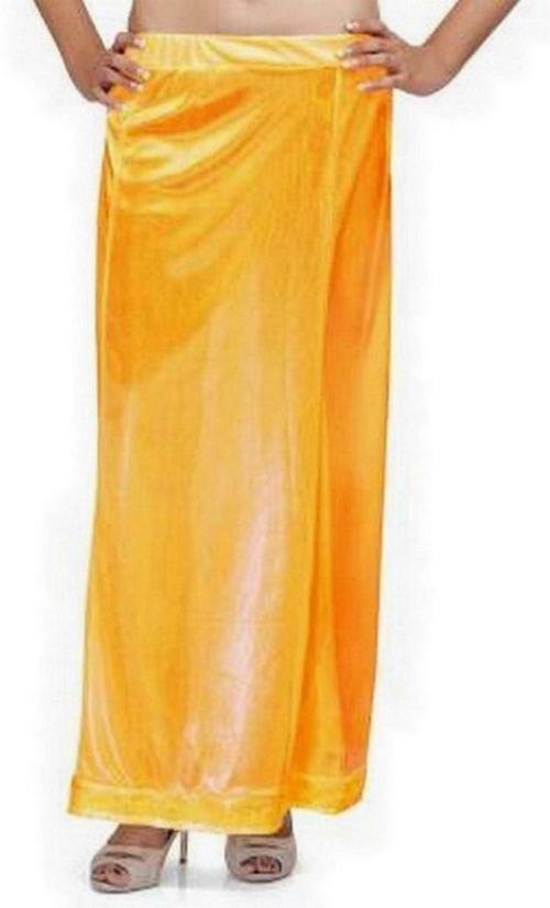 Kavya Designer Women Yellow Satin Blend Saree Petticoat