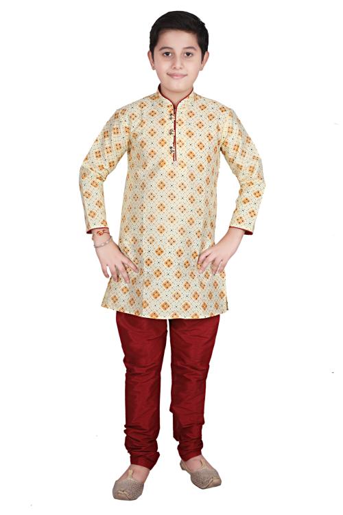 Buy Pro-Ethic Style Developer Kid's Silk Lemon Kurta Pajama Set For ...