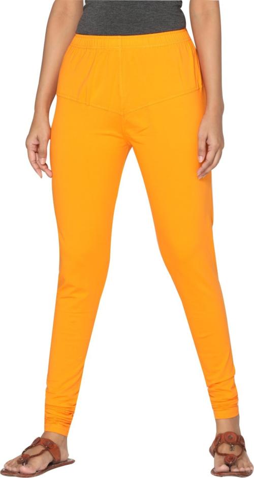 TSG Bliss Orange Solid Cotton Blend Churidar Leggings (Free Size)