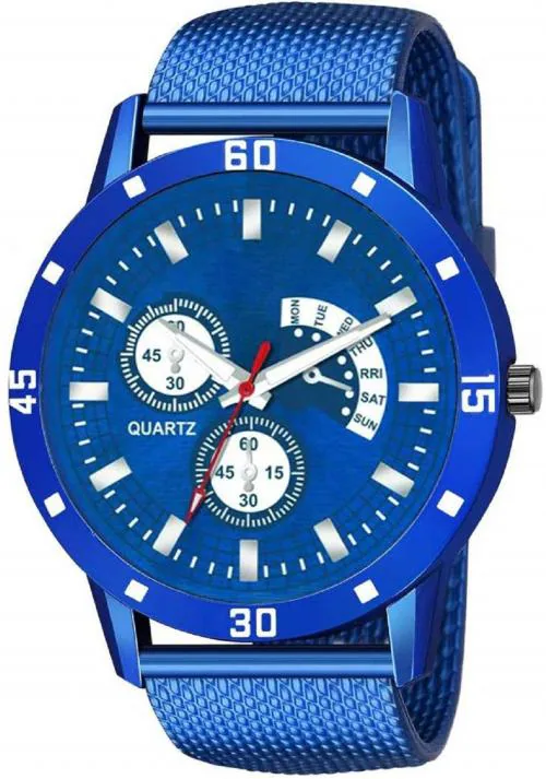 Blue Pearl Analog Blue Dial Blue Strap Watch For Men