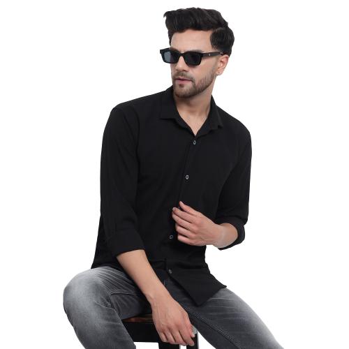 FILO HEVIS Plain Black Shirt Full Sleeves Casual Wear Shirt
