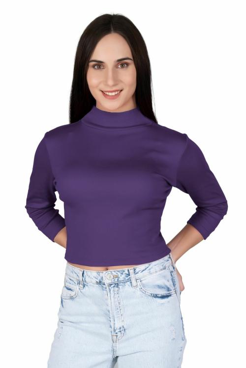 AD2CART A5064 Women's Lycra Basic Solid High Neck 3/4 Sleeves Stretchable Midi Bodycon Mini Dress for Women