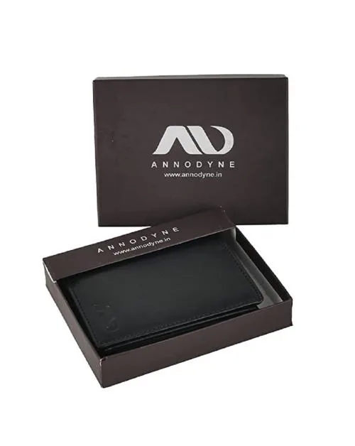 ANNODYNE Leather Designer Log Wallet for Men Wallet Tri Fold Large Wallet /ID Wallet Holder/ Pass case (Black)