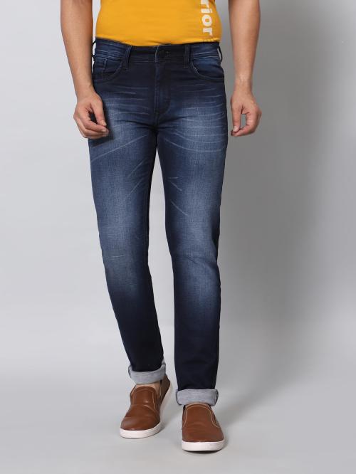 Rj Denim Men Blue Washed Denim Mid Rise Jeans (32)