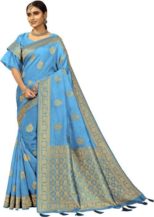 Ashika Women Light Green Woven Pure Silk Saree with Blouse Piece