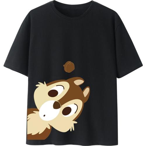 Popster Black Printed Cotton Round Neck Regular Fit Half Sleeve Womens T-Shirt l women tshirt l tshirt for women