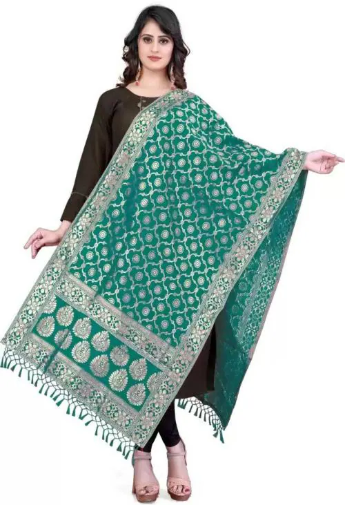 Rujave Women Self Design Art Silk, Jacquard Dupatta (2.5 Meters)