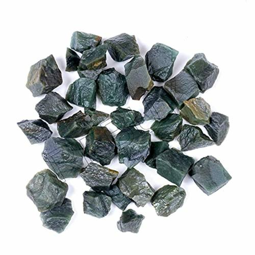 REBUY Natural Green Jade Crystal Healing Rough Stone