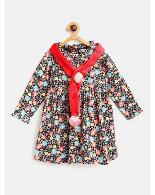 Nautinati Girls Dress Multicolor Printed Cotton Pack Of 3