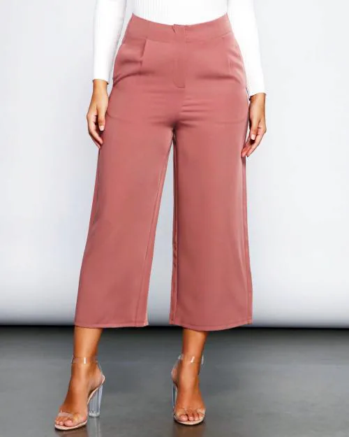 Addyvero Solid Women Peach Trouser & Pants