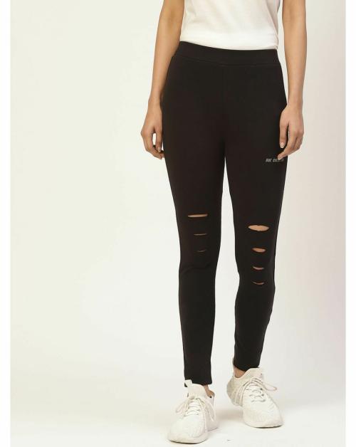 Rue Collection Women's Black Slash Knee Jeggings for Women