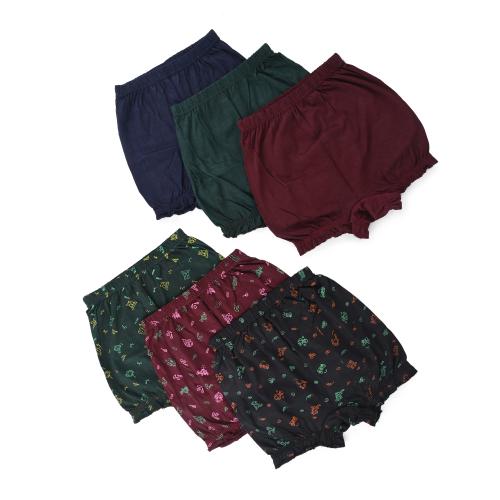 HTJ High Touch-J Girls Bloomers Soft Cotton Innerwear Regular Fit for Girls Bloomers Printed and Plain Cmbo