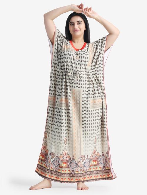 Night Keys Digital Print Kaftan Cotton Women Nighties & Night dress Sleepwear Pissta Colour (Free Size)