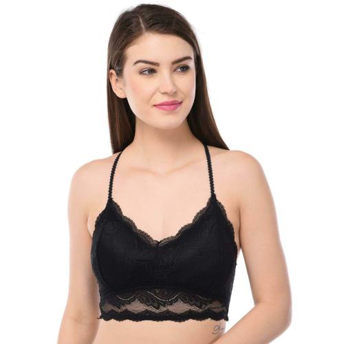 Fashiol Women Lightly Padded Non-Wire T Back Style Bralette Bra (Color-Black, Size-32)