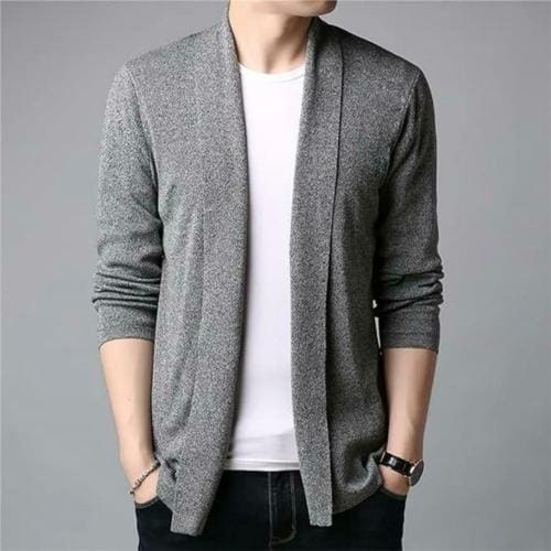 NEMO FASHION Men's Retro Splicing Sweater Cardigan - Slim Fit Fashion Jacket, Casual Solid Knitted Coat Male Cardigan Sweater Slim Fitted Warm Clothing , Men's Fashionable Sweater Jacket Incomplete Dark Grey - XXL