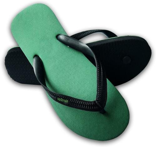 NoStrain Men's Anti Skid Twin Color Natural Rubber Flip-Flops (Olive Green & Black) Slippers (Olive 9)