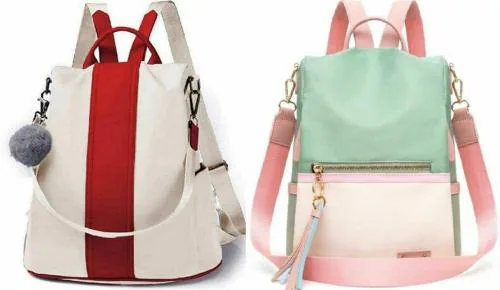 SAHAL FASHION White and Green PU Waterproof Backpack 7 L (Pack of 2)