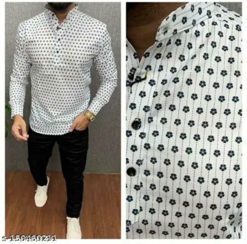 Men White, Black Cotton Blend Striped Shirt (XXL)