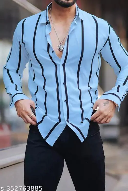 OCtaviAN Men Regular Fit Striped Spread Collar Casual Shirt 122-S