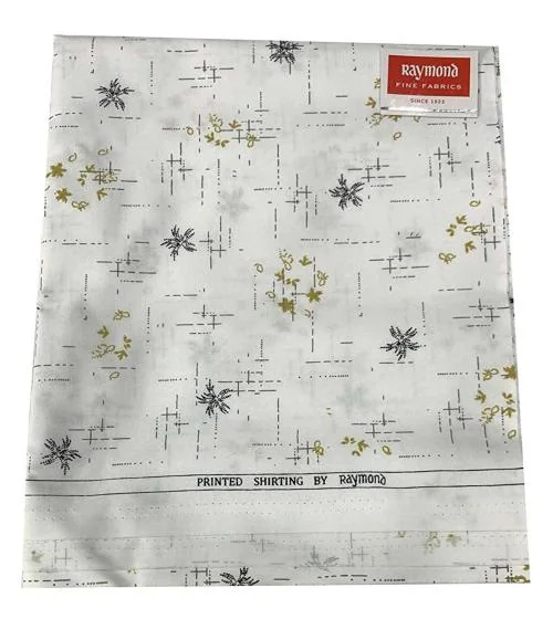 Raymond White Printed Cotton Shirt Fabric