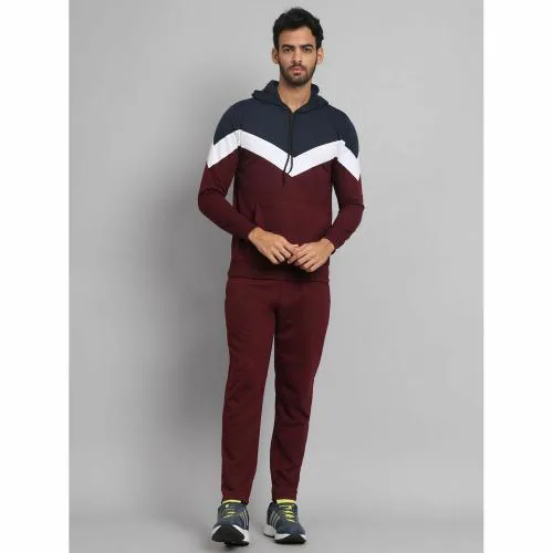 Glito Stylish Multicolor Pull On Hooded Sporty Tracksuit for Men(L)