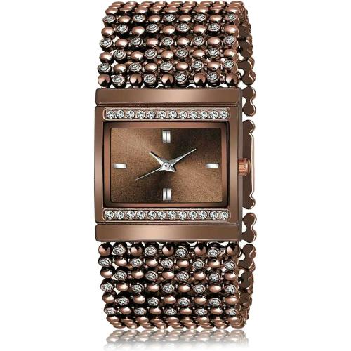 NEUTRON Classical Branded chain bracelet diamond Brown Colour Analog Metal Belt Watch For Girls And Women - G589