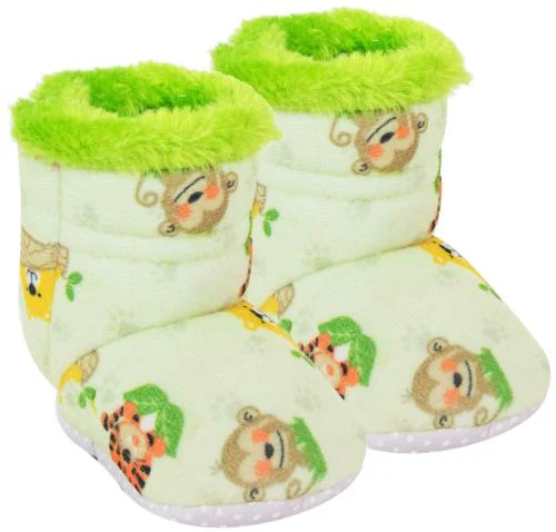 Neska Moda 9 To 12 Months Baby Boys & Girls Printed Tiger Velvet Ankle Baby Booties