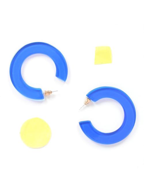 Ayesha Blue Plastic Half Hoop Earrings For Women