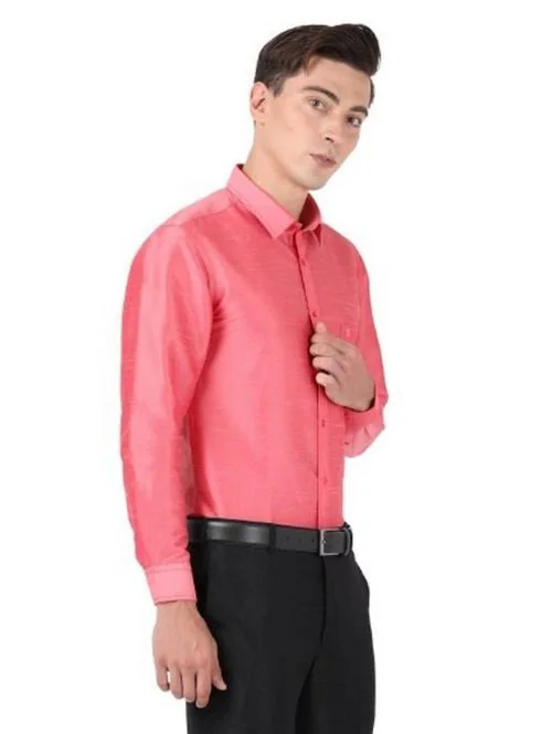 Otto Peach Plain Formal Shirt Relax Fit Camry_7 Size 42