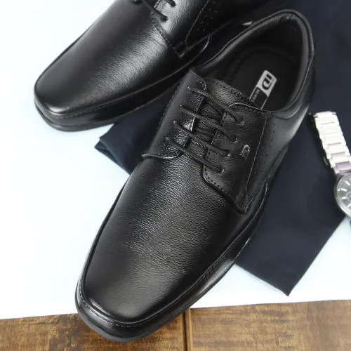 iD Men's Black Lace Up Leather Formal Shoes