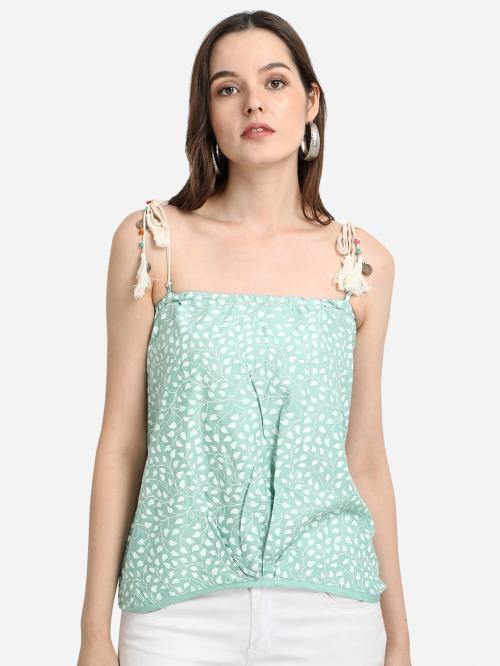 Prettify Casual Printed Women Light Green Top