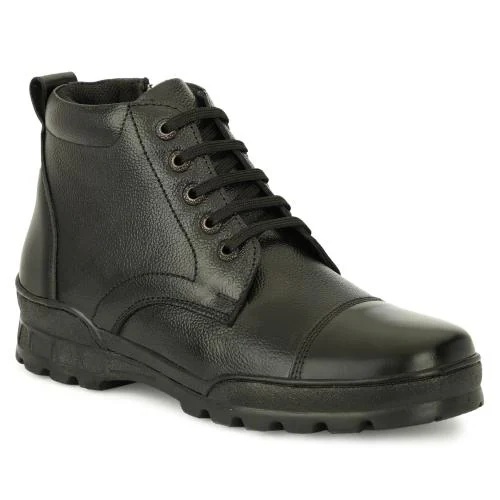SVpanther Men's Black Genuine Leather Lace-Ups Police boot shoe